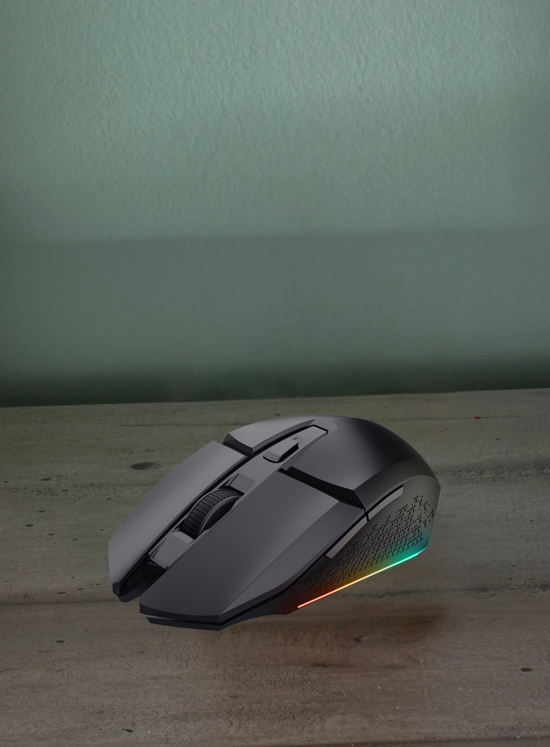 Mouse da Gaming. Ambidestro. RF Wireless Ottico 4800 DPI. Ricaricabile, autonomia 80h. 4 opzioni Luci LED.Nero. Trust GXT 110 Felox.