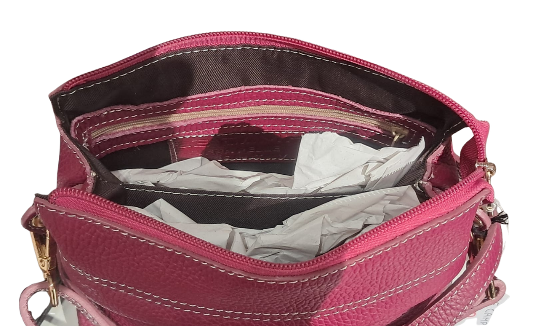 Borsa Le Camp in vera pelle color borgogna - Made in Italy