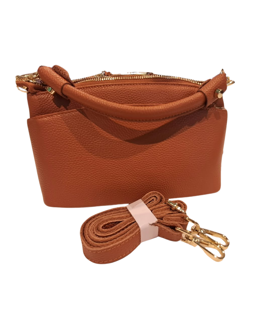 Borsa in vera pelle  color caramello - made in Italy