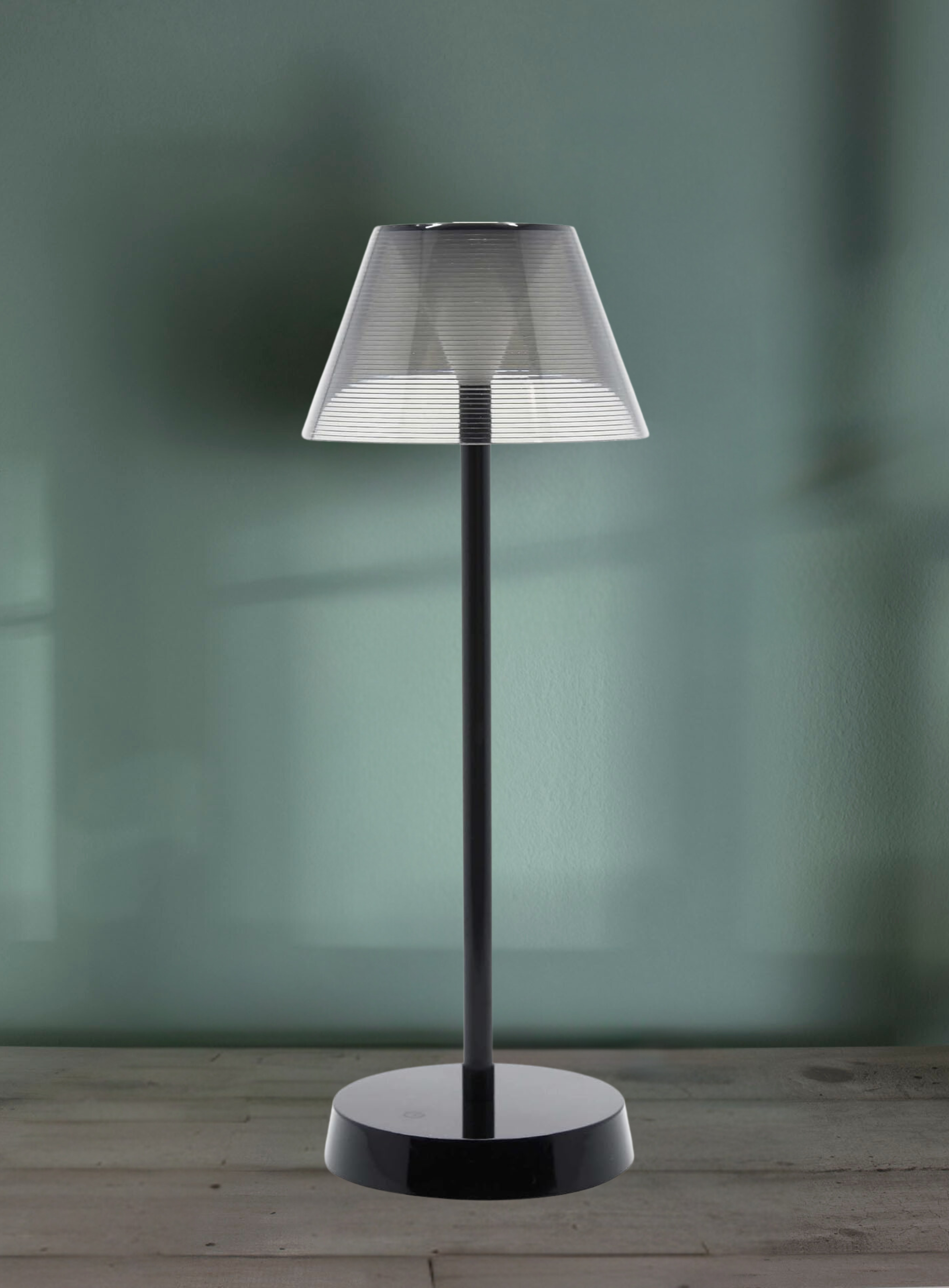 Lampada da Tavolo Portatile Ricaricabile. Nero. Stile Moderno. LED. InterruttoreTouch. Anche da esterno. 34 x 12,5 cm. WD Lifestyle Diner.