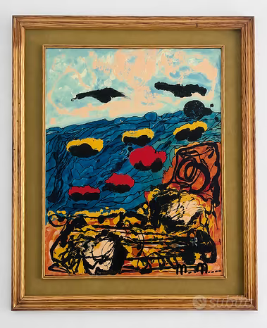 Quadro 83×103 cm con cornice olio su tela firmato